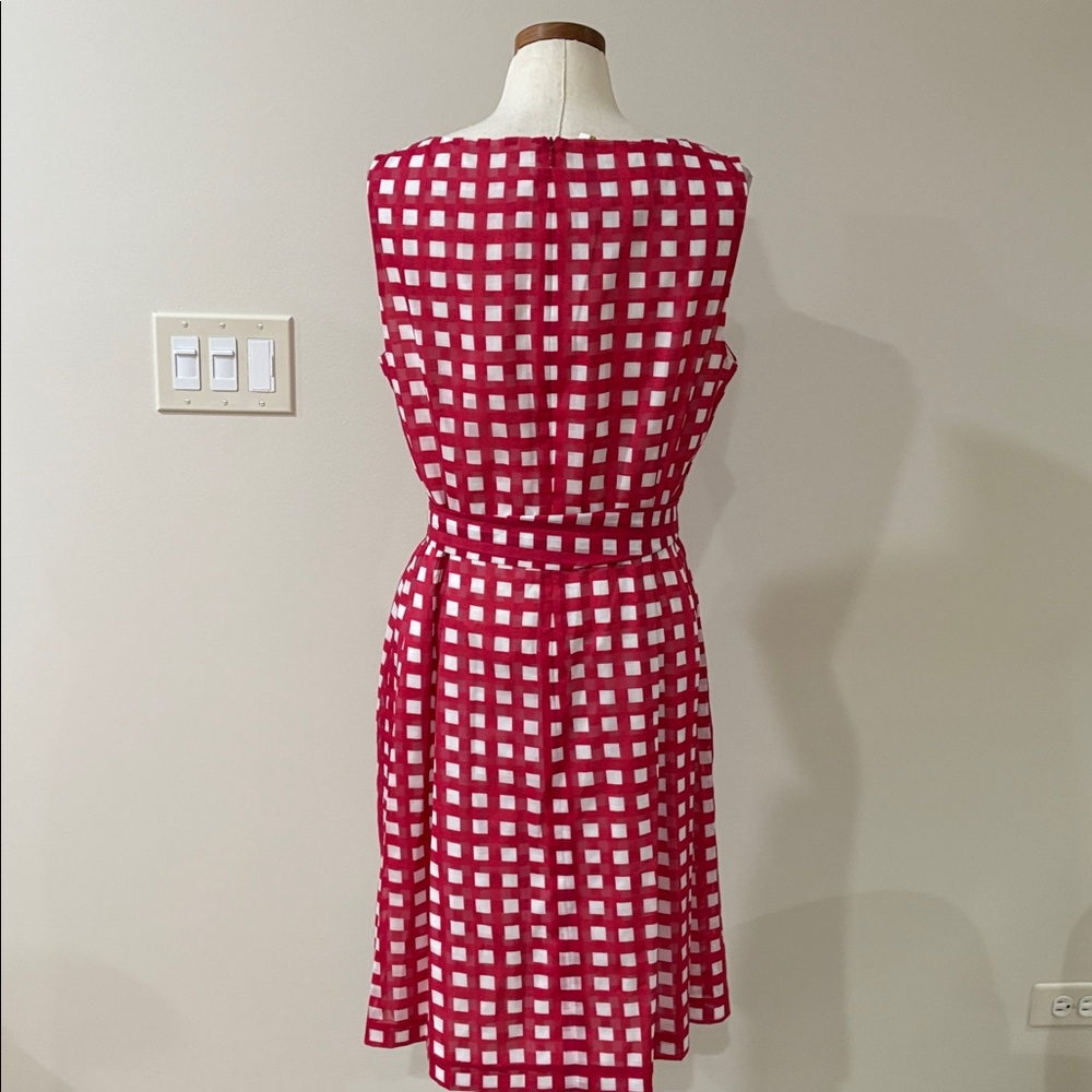 Anne Klein Red and White Gingham Midi Dress - Picture 9 of 14